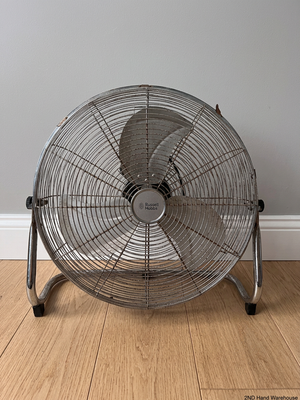 Russell Hobbs Silver Metal Floor Fan — Good Working Order with Surface Wear – styled product image