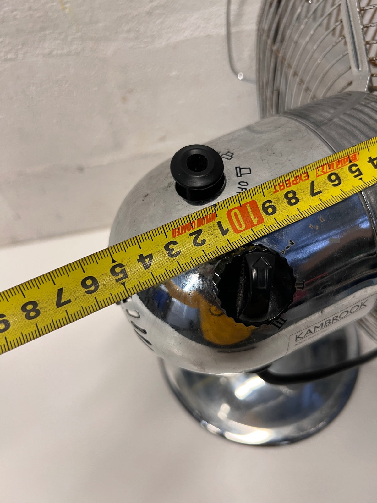 Kambrook Silver Metal Desk Fan — Good Working Order with Surface Rust – height measurement