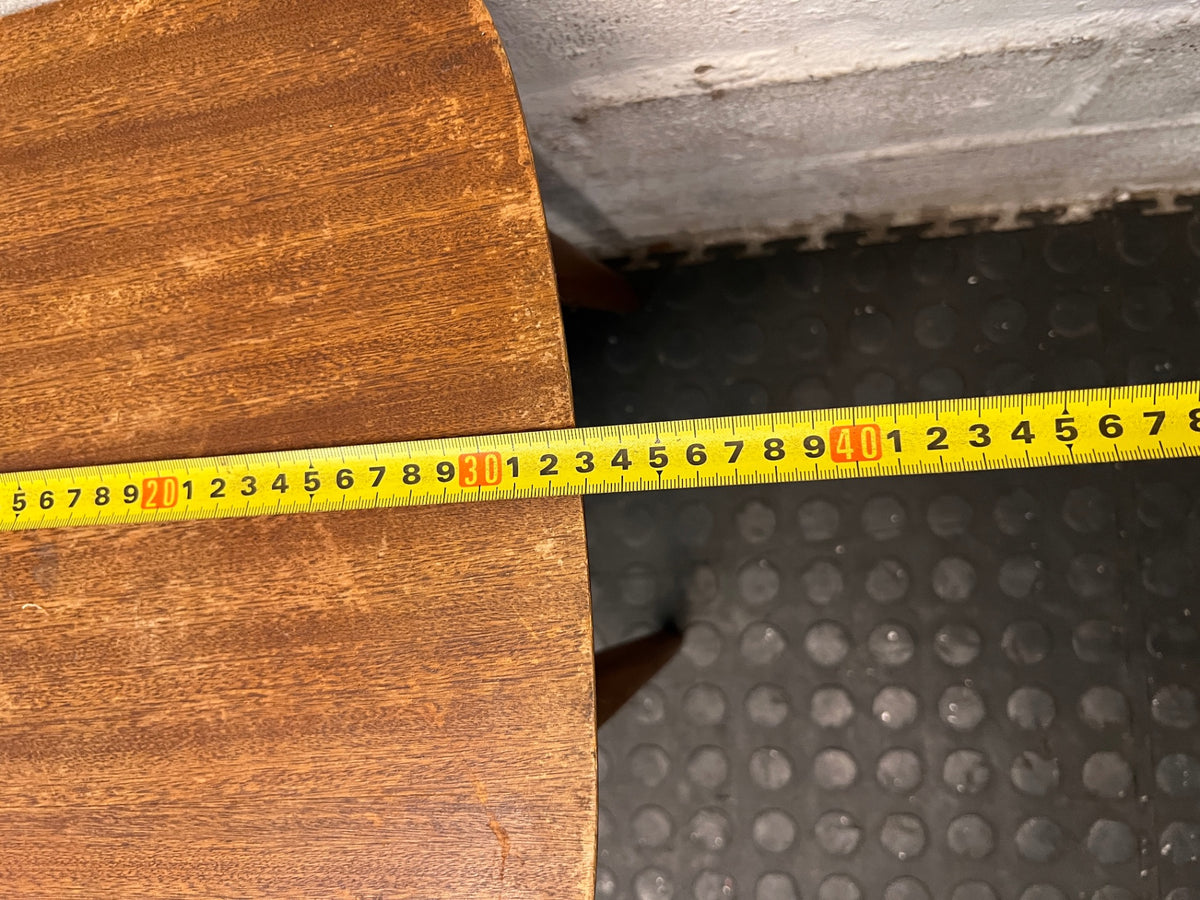 Vintage Tapered Leg Wooden Side Table — Visible Surface Wear and Scratches – depth measurement