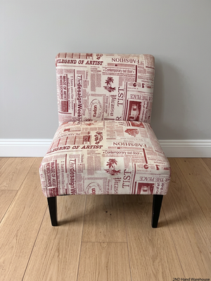 Newspaper Print Armless Accent Chair — Fair Used Condition – styled product image