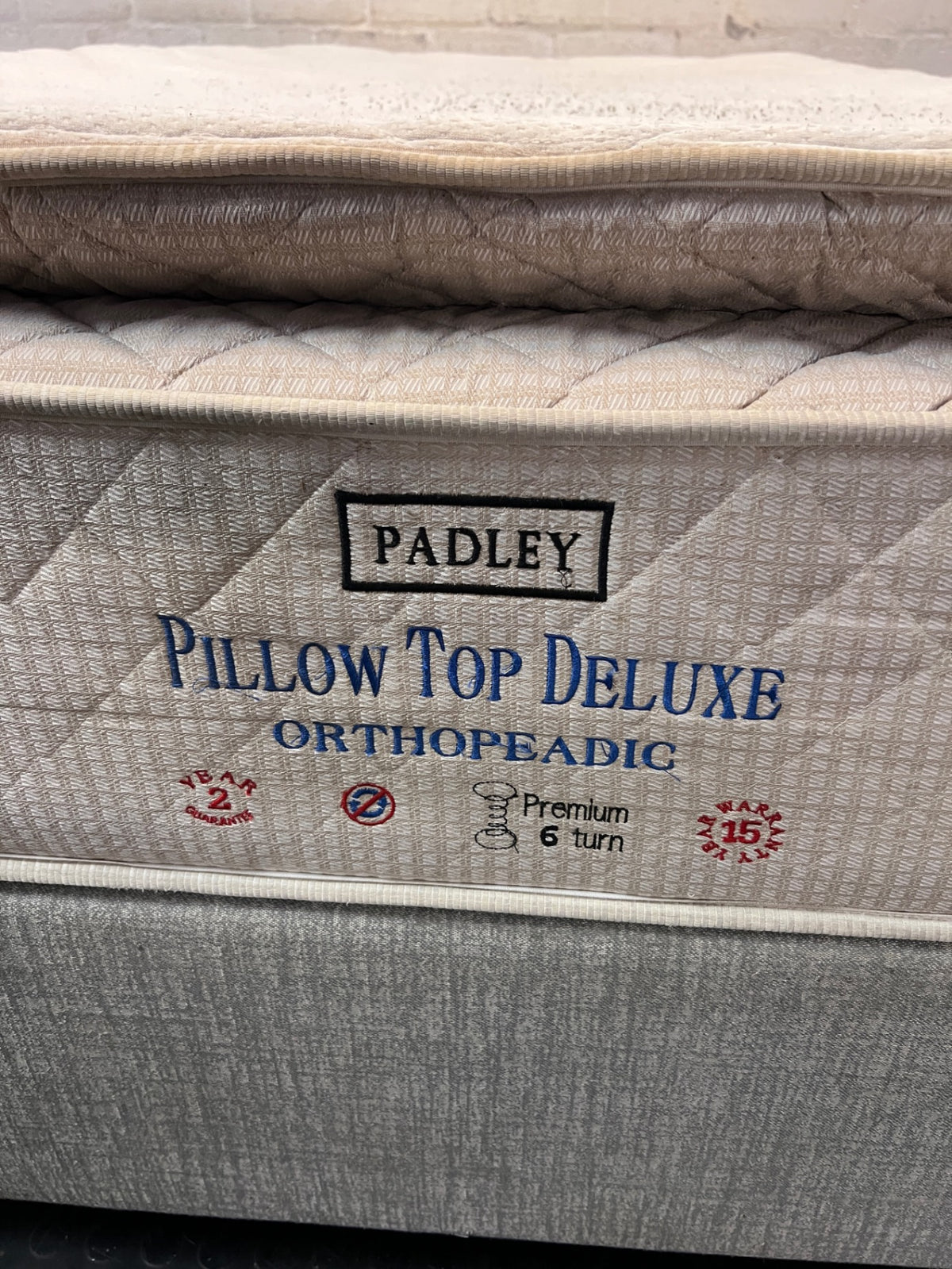 Padley Three-Quarter Pillow Top Base Set — Fair Condition with Visible Wear – condition detail
