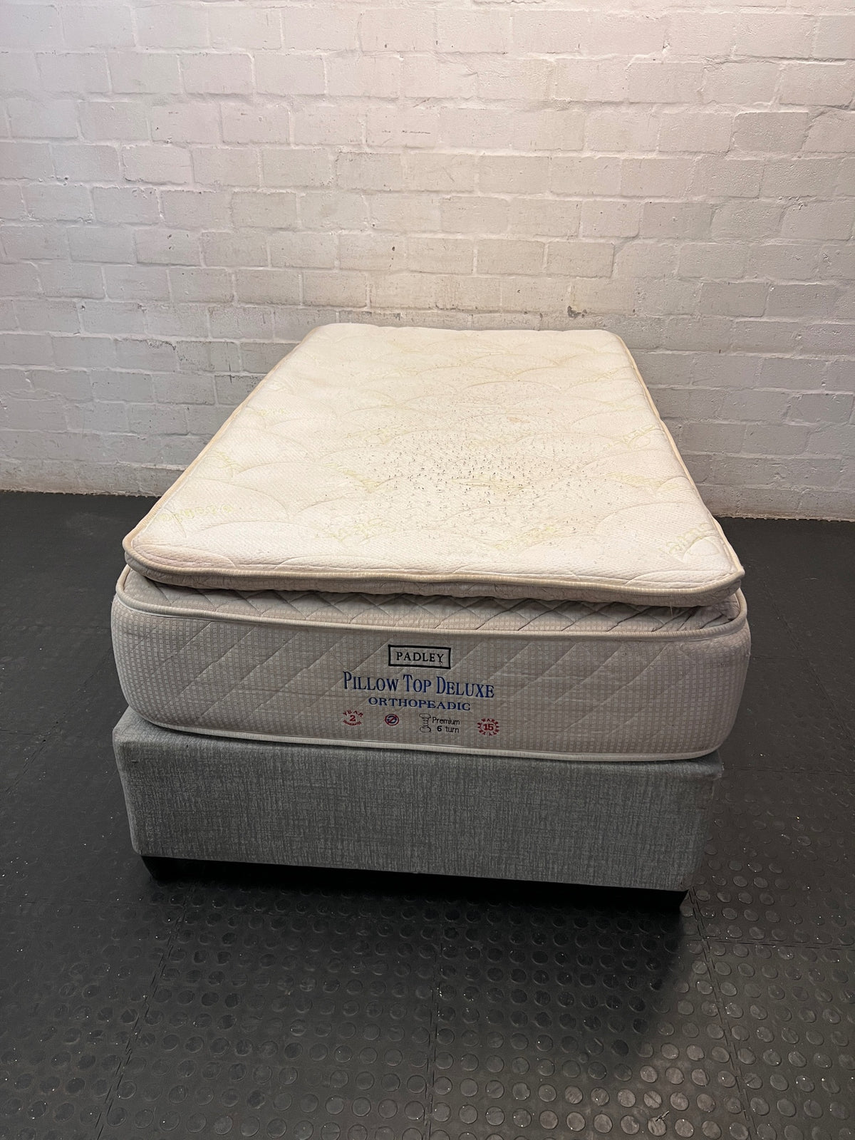 Padley Three-Quarter Pillow Top Base Set — Fair Condition with Visible Wear – main front view