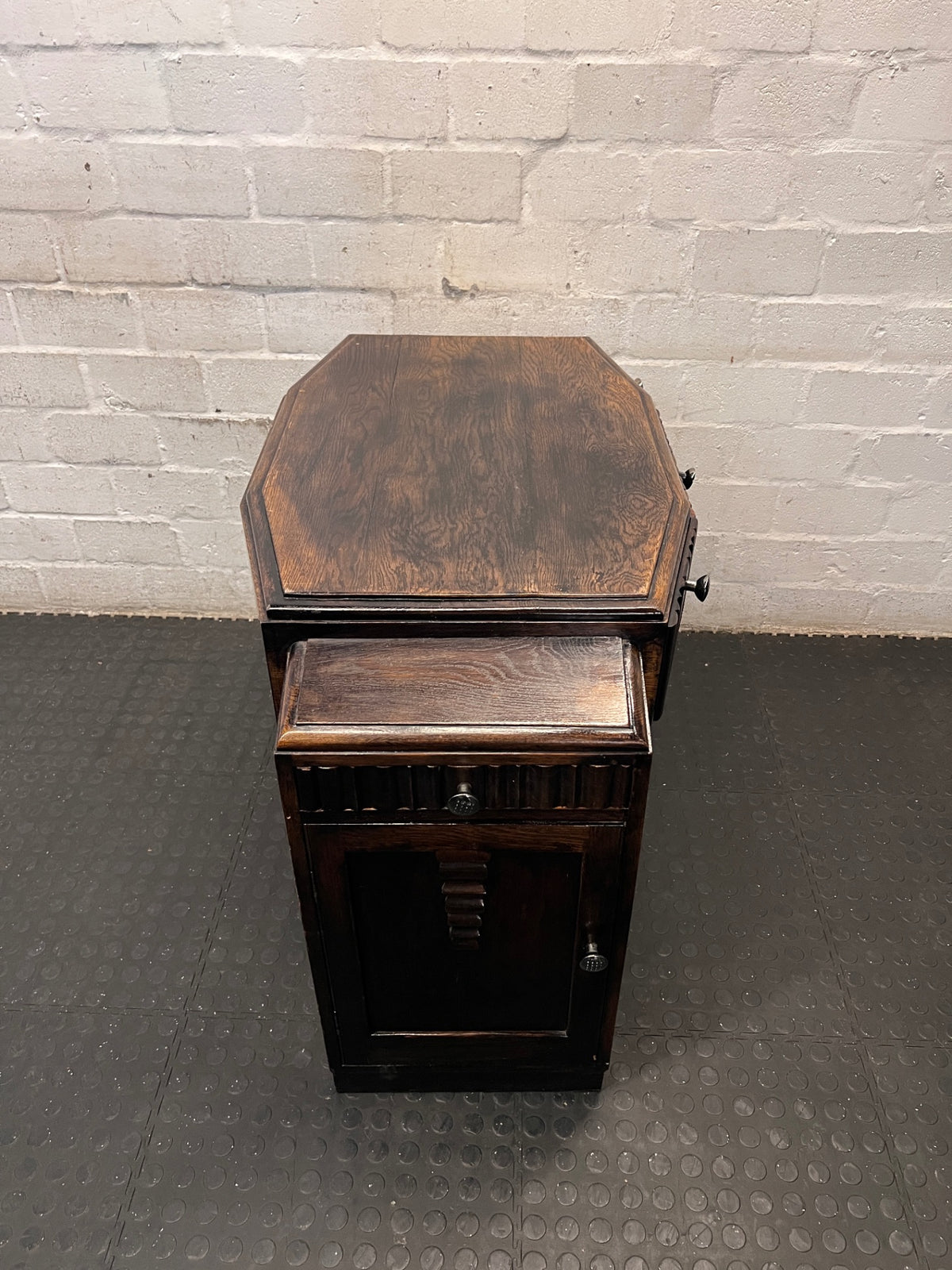 Art Deco Style Wooden TV Unit with Fluted Detail — Used; Fair Condition – top view
