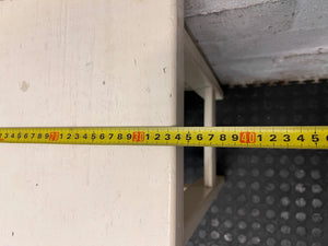 Off-White Wooden Square Bar Stool — Well Used with Visible Surface Wear – depth measurement
