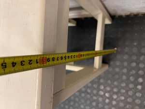 Off-White Wooden Square Bar Stool — Well Used with Visible Surface Wear – height measurement