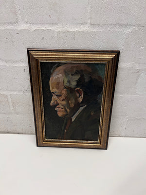 Framed Portrait Oil Painting of a Gentleman — Good Working Order – back view