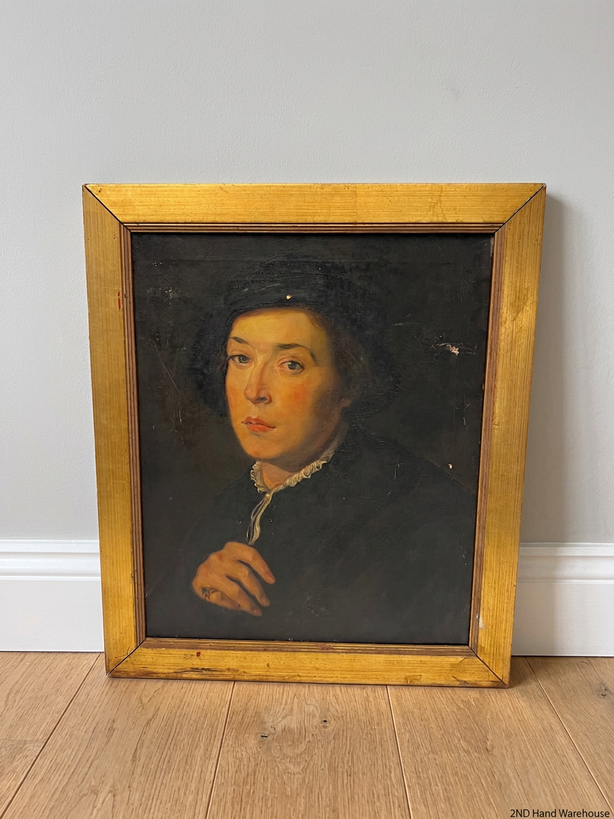 Framed Portrait Painting in Gold Bevelled Frame — Good Working Order – styled product image