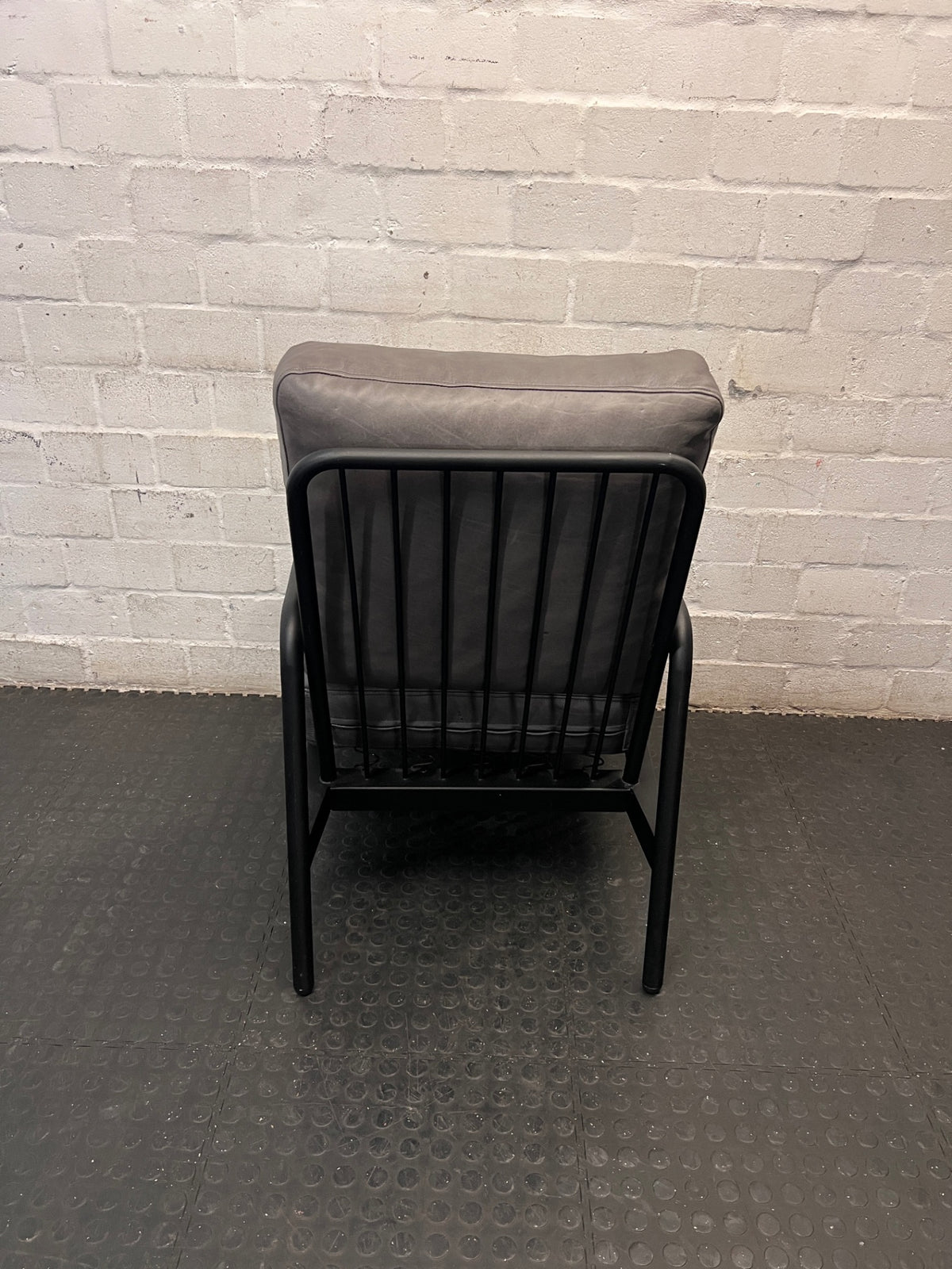 Coricraft Grey Genuine Leather Occasional Chair — Clean Condition – condition detail