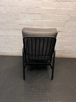 Coricraft Grey Genuine Leather Occasional Chair — Clean Condition – condition detail