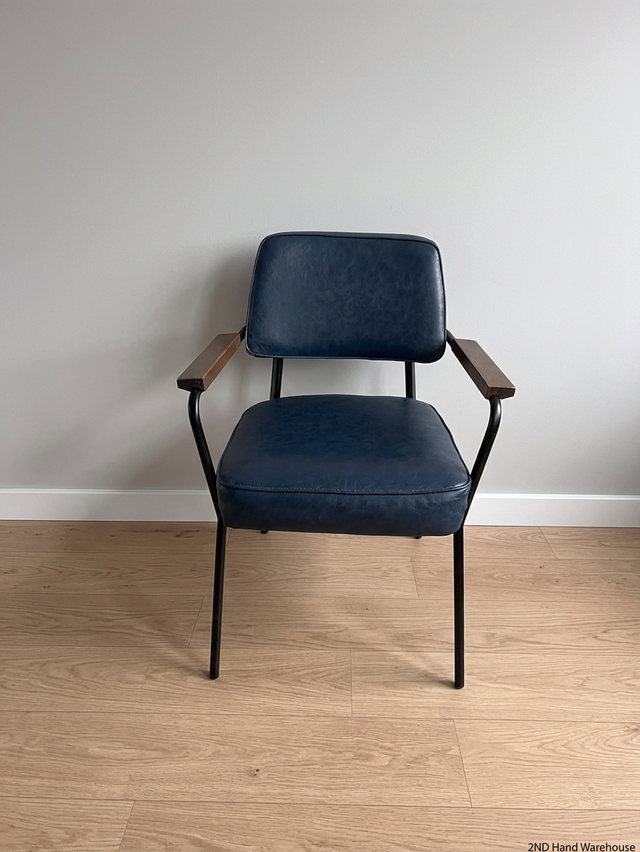 Coricraft Blue Upholstered Arm Chair with Steel Frame — Good Used Condition – styled product image