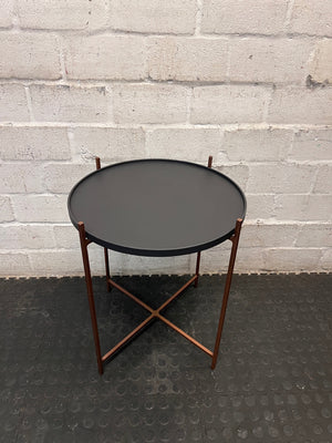 Coricraft Round Steel Side Table with Tray Top — Good Working Order – back view