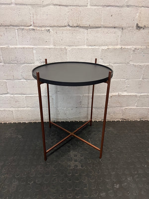 Coricraft Round Steel Side Table with Tray Top — Good Working Order – condition detail
