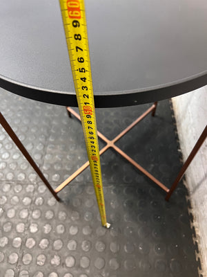 Coricraft Round Steel Side Table with Tray Top — Good Working Order – height measurement