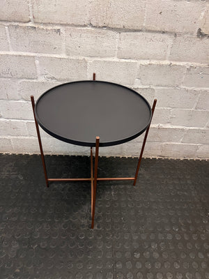 Coricraft Round Steel Side Table with Tray Top — Good Working Order – side view