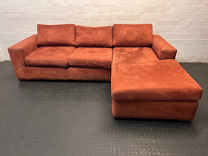 Red L-Shape Sectional Couch — Fair Used Condition – main front view