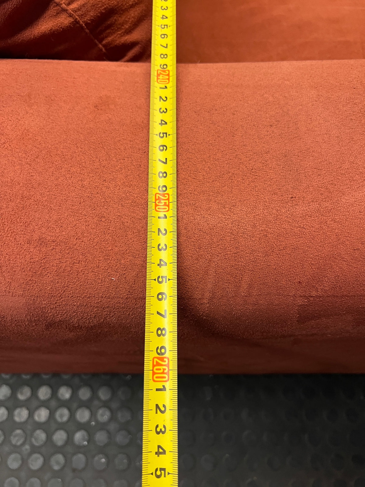 Red L-Shape Sectional Couch — Fair Used Condition – width measurement