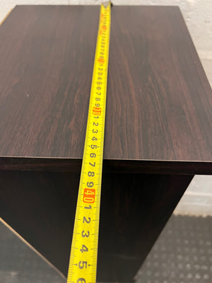 Black Slim Display Cabinet with Glass Door and Drawer — Well Used with Visible Wear – width measurement