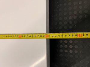 Minimalist White Rectangular Coffee Table — Wear and Minor Scratches on Side – depth measurement