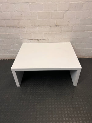 Minimalist White Rectangular Coffee Table — Wear and Minor Scratches on Side – main front view