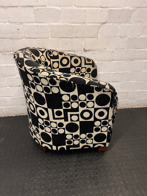 Geometric Pattern Tub Chair with Wooden Feet – top view