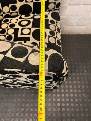 Geometric Pattern Tub Chair with Wooden Feet – width measurement