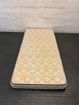 Single Foam Mattress with Floral Damask Pattern — Well Used Condition – back view