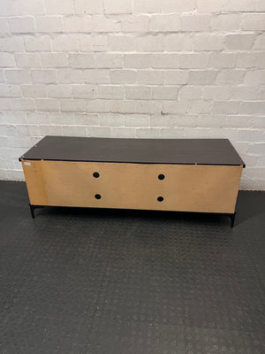 Dark Wood Finish TV Unit with Glass Sliding Doors – back view