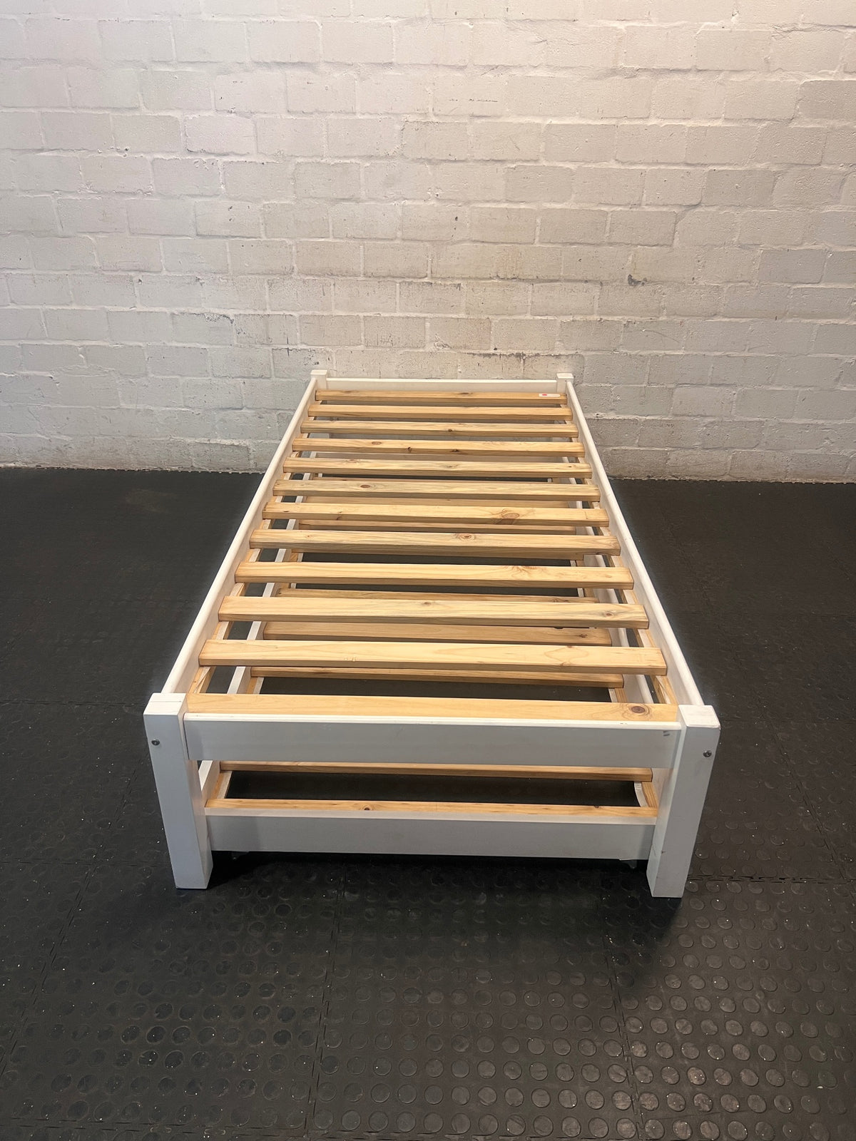 White Timber Single Bed Frame – back view