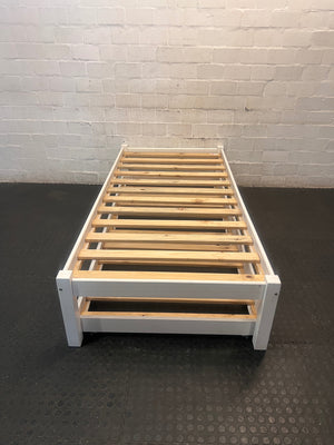 White Timber Single Bed Frame – back view