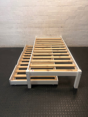 White Timber Single Bed Frame – side view