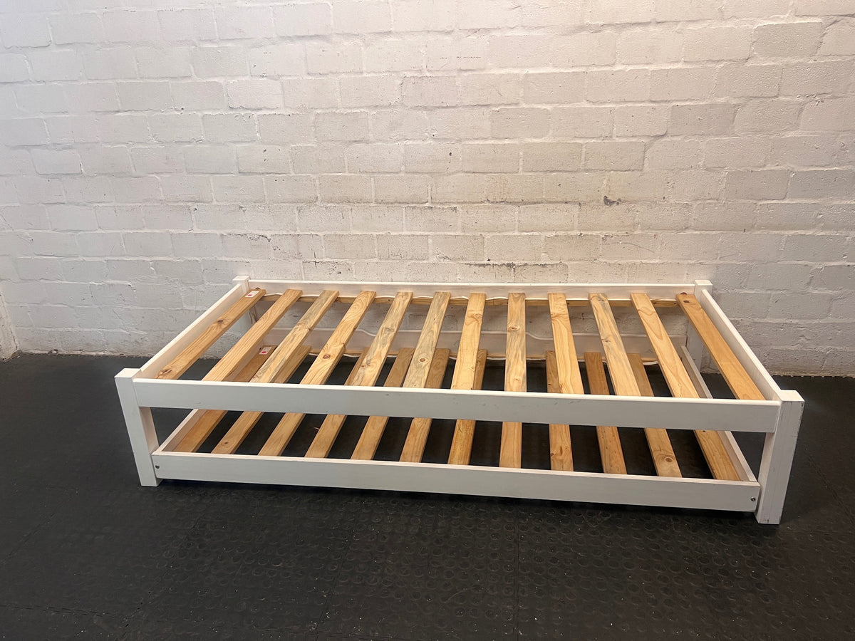 White Timber Single Bed Frame – top view
