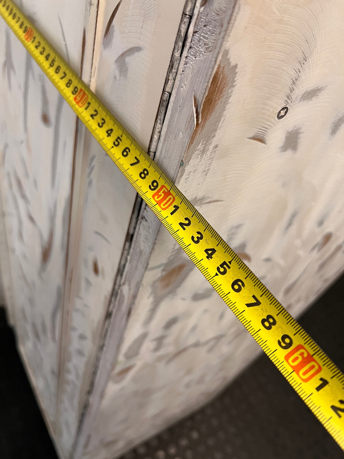 Distressed White Slim Single Door Wardrobe — Constructed from Recycled Material – depth measurement