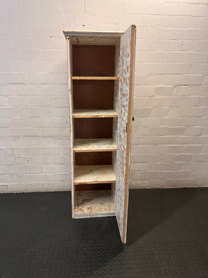 Distressed White Slim Single Door Wardrobe — Constructed from Recycled Material – side view