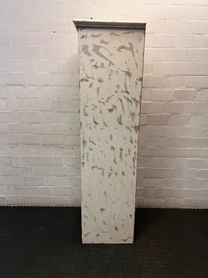 Distressed White Slim Single Door Wardrobe — Constructed from Recycled Material – top view