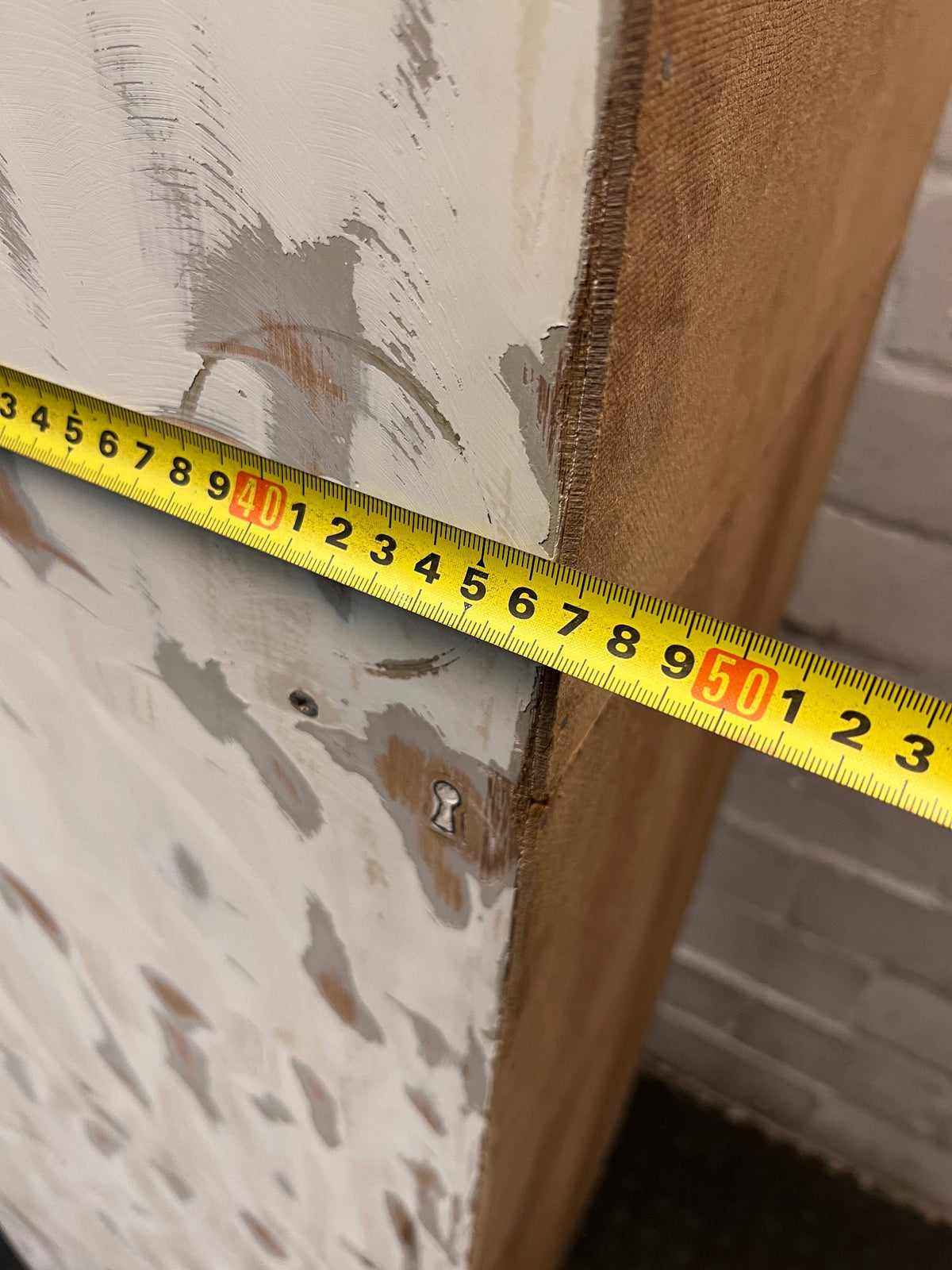 Distressed White Slim Single Door Wardrobe — Constructed from Recycled Material – width measurement