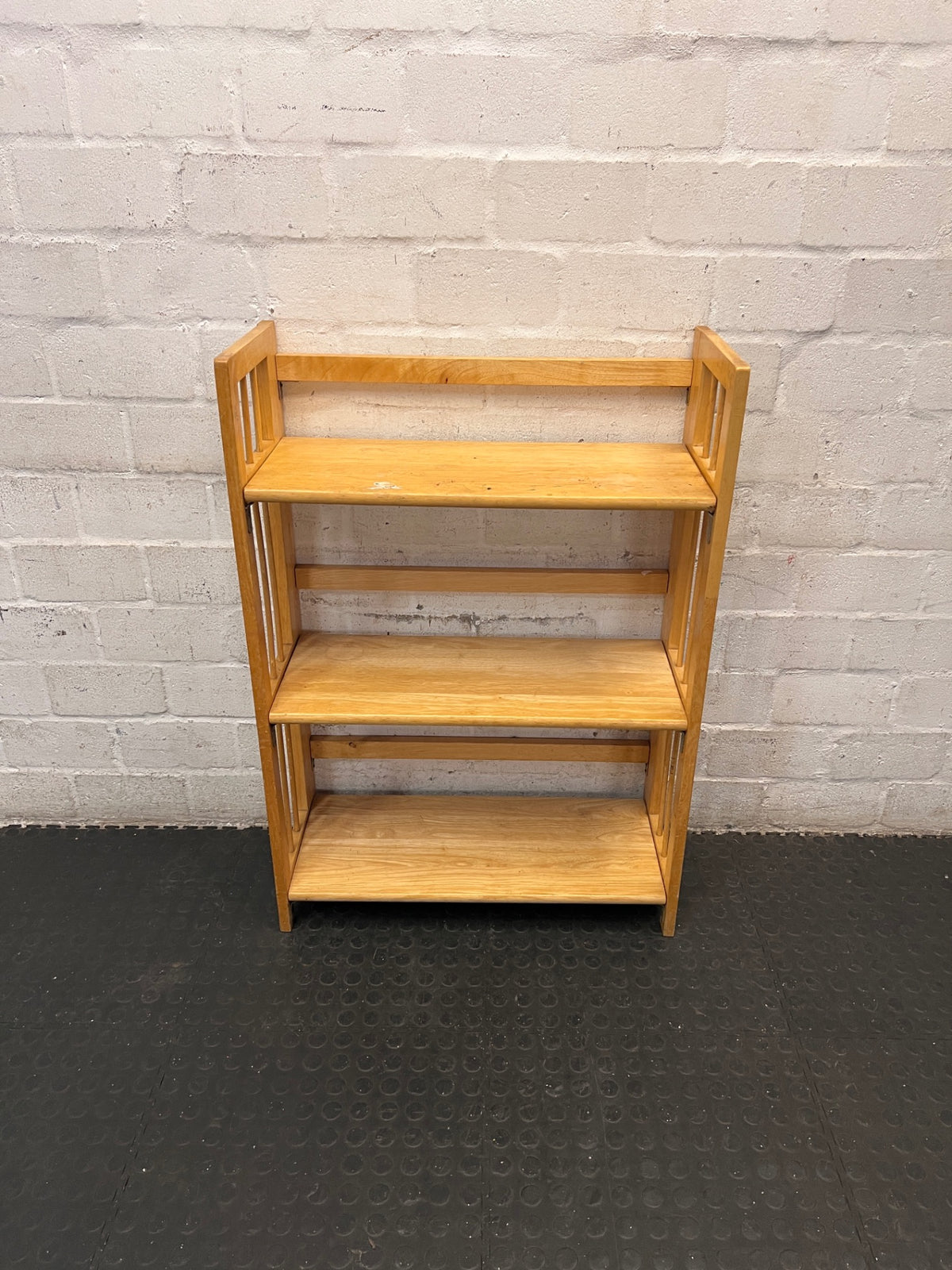 Folding Three-Tier Wooden Bookshelf – main front view