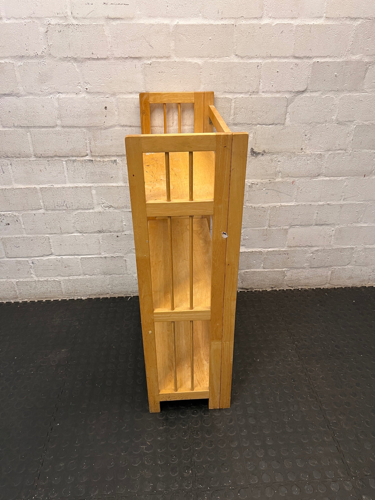 Folding Three-Tier Wooden Bookshelf – side view