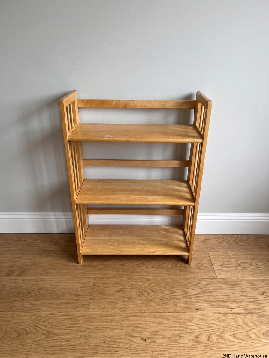 Folding Three-Tier Wooden Bookshelf – styled product image