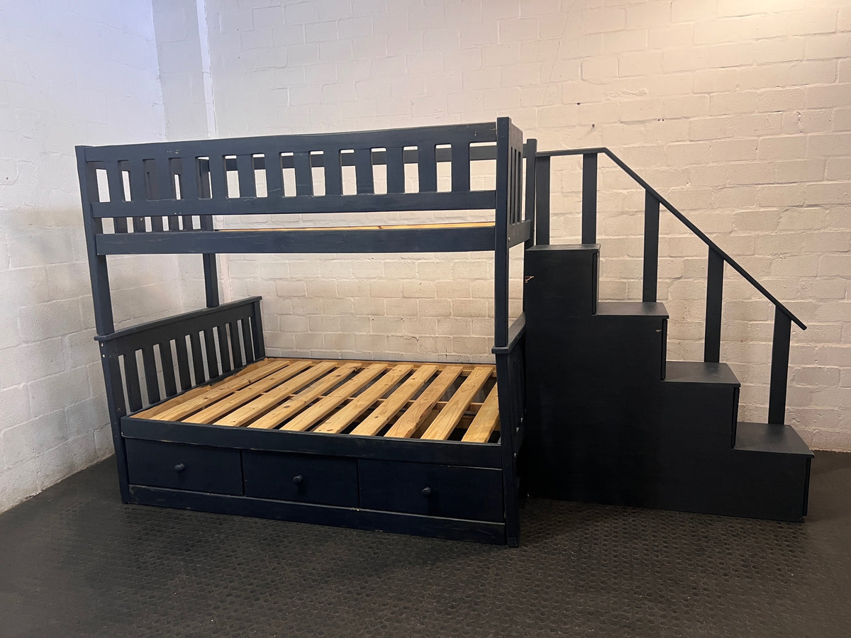Dark Grey Double Bunk Bed with Storage Stairs – condition detail