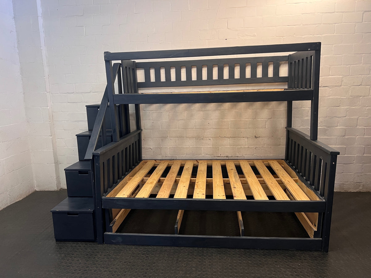 Dark Grey Double Bunk Bed with Storage Stairs – top view