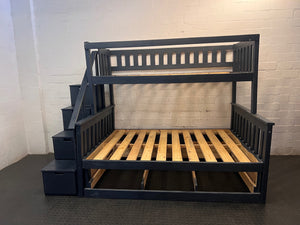 Dark Grey Double Bunk Bed with Storage Stairs – top view