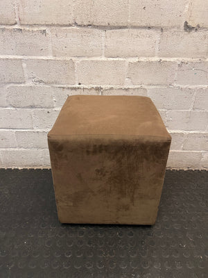 Brown Suede-Style Square Upholstered Ottoman – back view