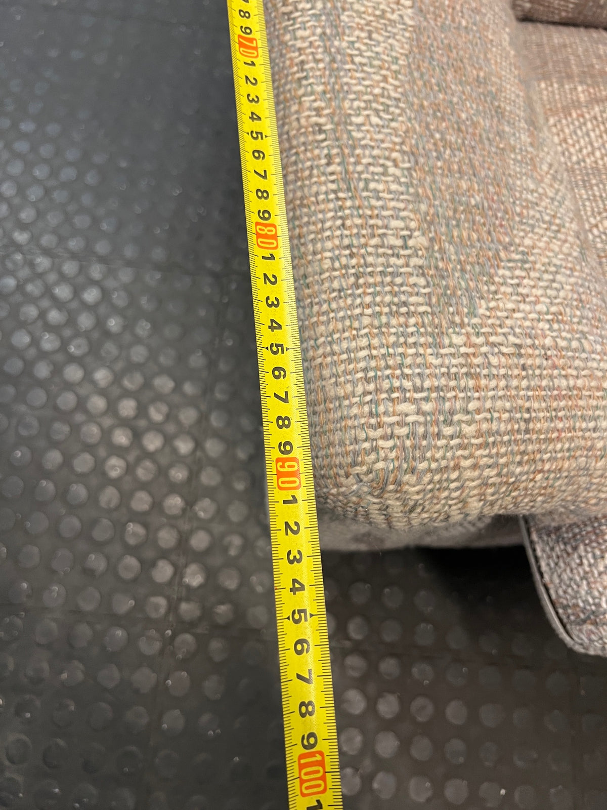 Patterned Fabric Single Seater Couch – depth measurement