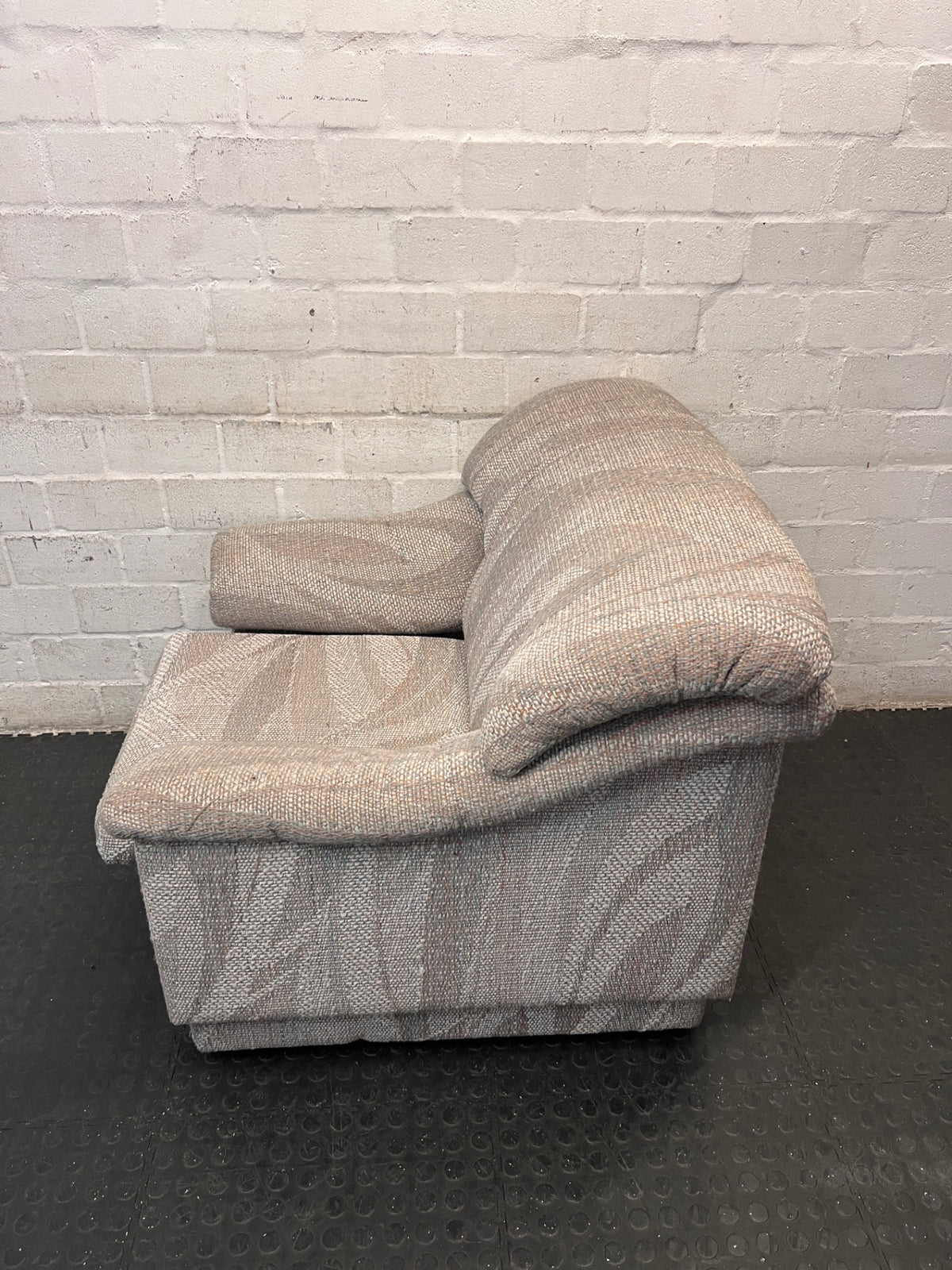 Patterned Fabric Single Seater Couch – side view
