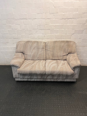 Textured Grey Patterned 2 Seater Couch — Fair Condition – main front view