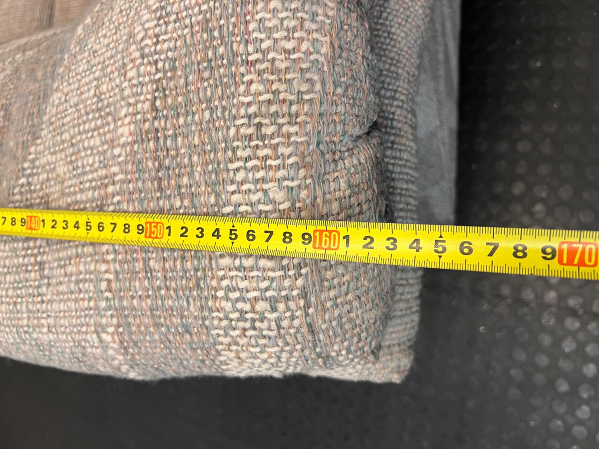 Textured Grey Patterned 2 Seater Couch — Fair Condition – width measurement