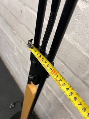Modern Black Floor Lamp with Wood Accents and Reading Light — Fair Used Condition – width measurement