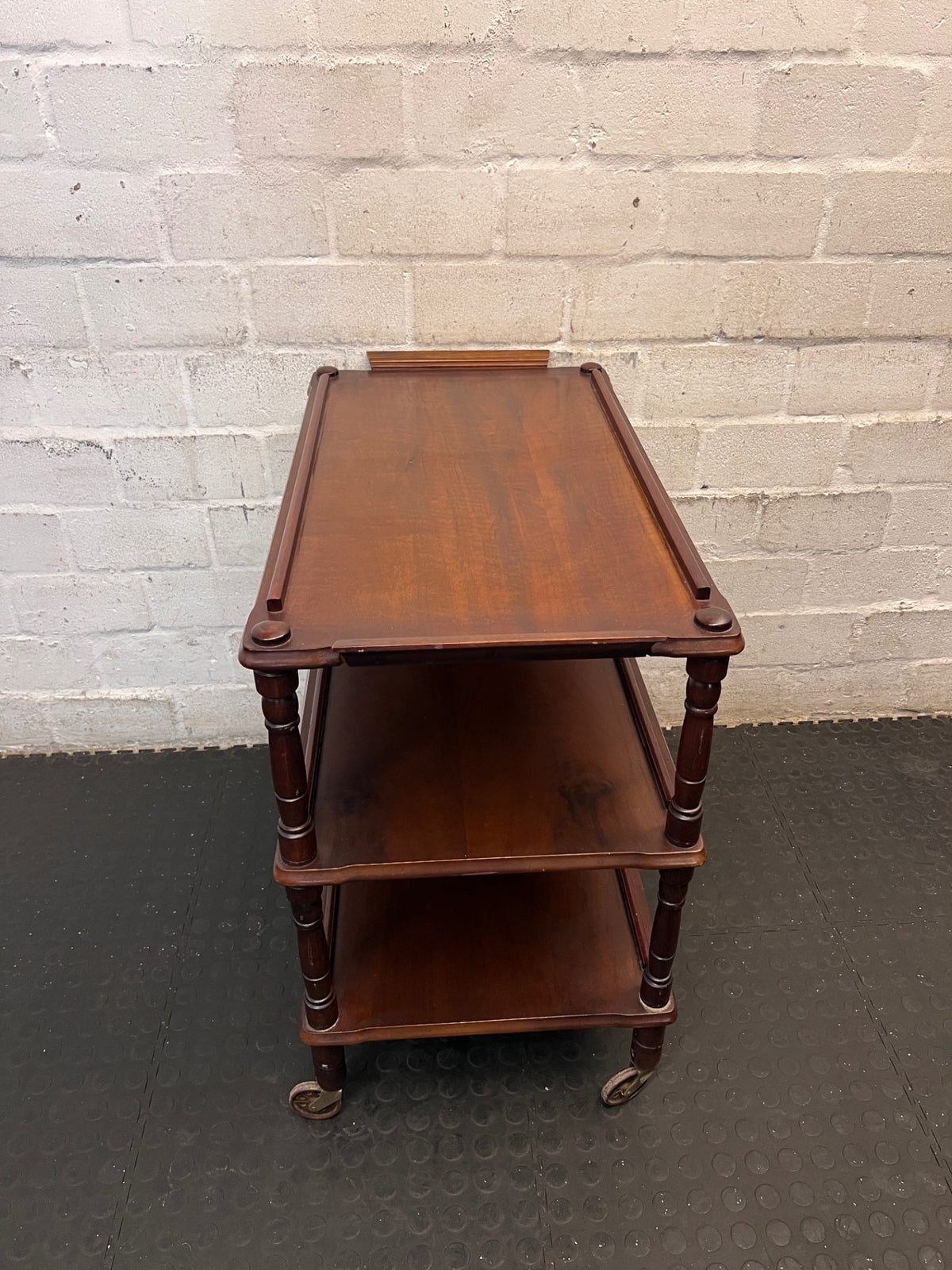 Vintage Style Three-Tier Wooden Serving Trolley — Good Working Order – back view