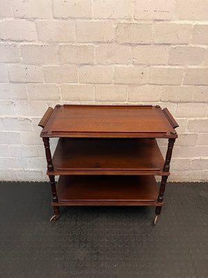Vintage Style Three-Tier Wooden Serving Trolley — Good Working Order – condition detail