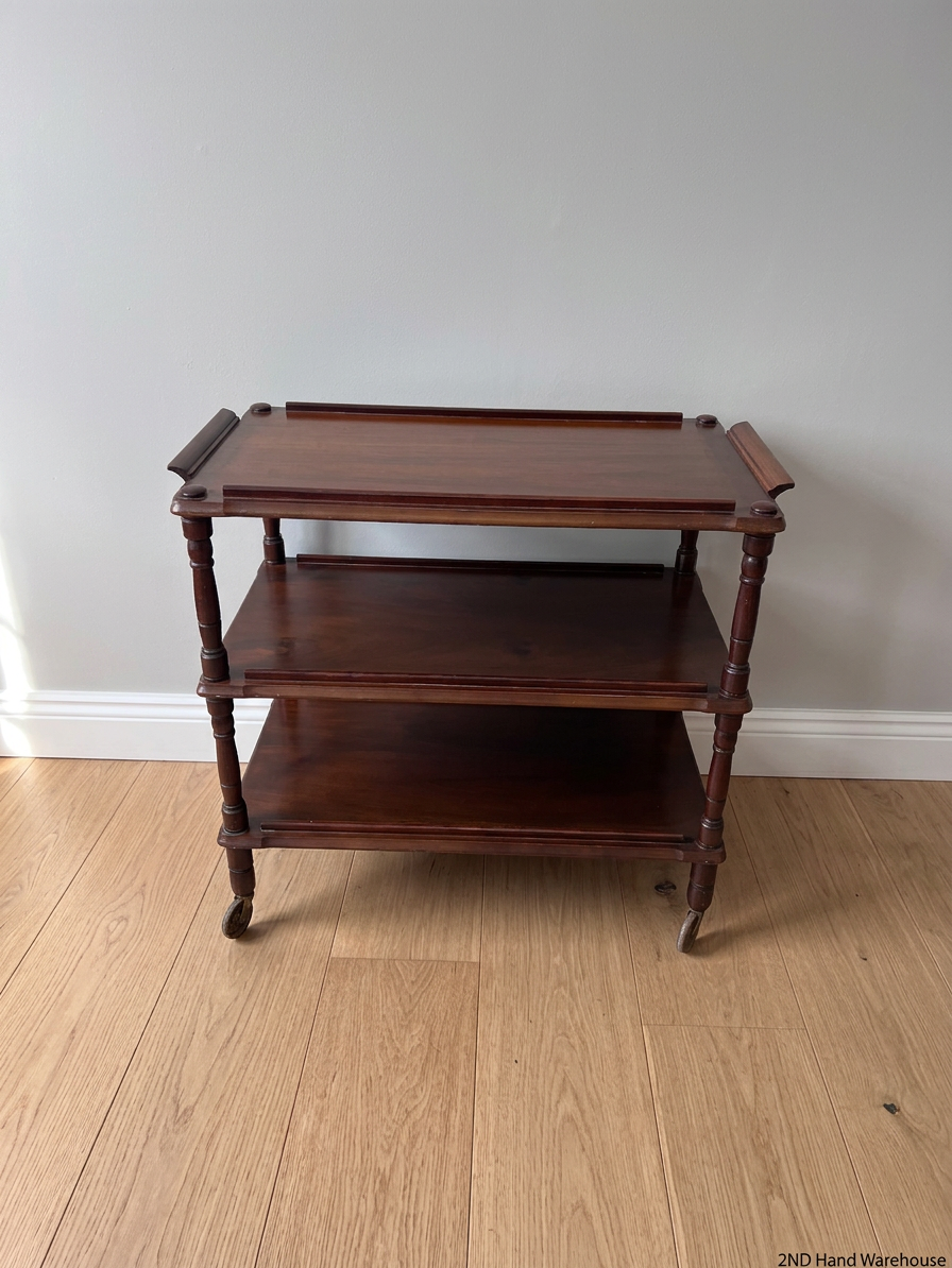 Vintage Style Three-Tier Wooden Serving Trolley — Good Working Order – styled product image